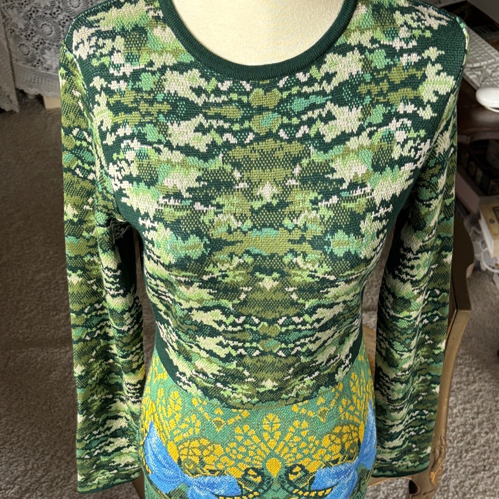 Designer Mary Katrantzou Green and Blue Patterned Dress - reversible , see pics - Picture 5 of 15